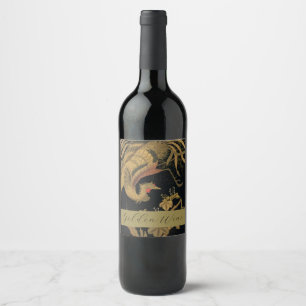 Étiquette Pour Bouteilles De Vin Golden Bird Classic japonais Antique