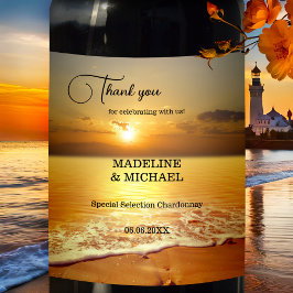 Étiquette Pour Bouteilles De Vin Golden Sunset Beach Destination Mariage Vin Étique