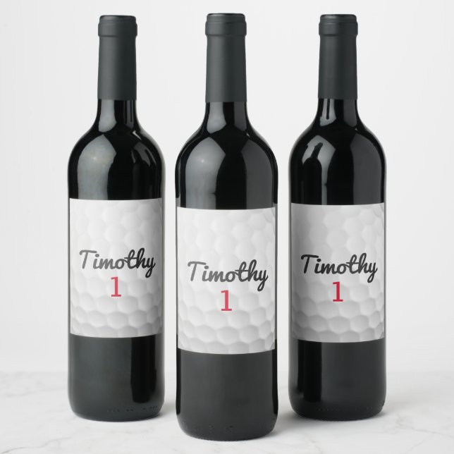 Étiquette Pour Bouteilles De Vin Golf Ball Dimples et Black Name Red Number (Bouteilles)
