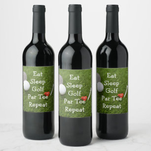 Étiquette Pour Bouteilles De Vin Golf Eat Sleep Par terrain de golf répéter avec ba