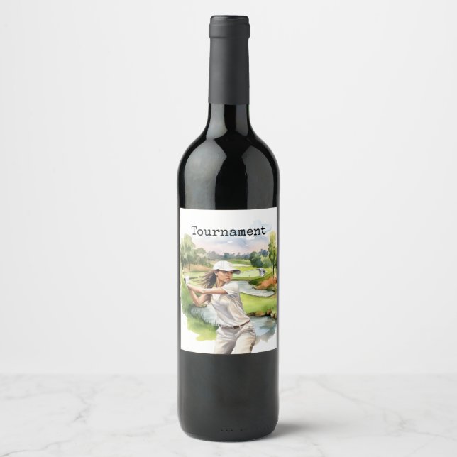 Étiquette Pour Bouteilles De Vin Golf Femme dans le golf (Devant)