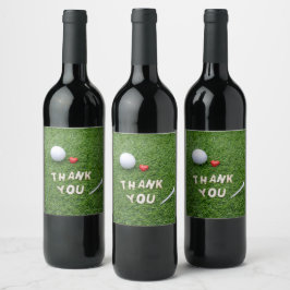 Étiquette Pour Bouteilles De Vin Golf Merci Party avec balle de golf et tee