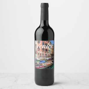 Étiquette Pour Bouteilles De Vin gondole traditionnelle à Venise
