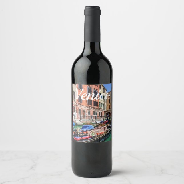 Étiquette Pour Bouteilles De Vin gondole traditionnelle à Venise (Devant)