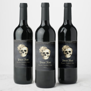 Étiquette Pour Bouteilles De Vin Gothique Crâne glam Halloween Party 