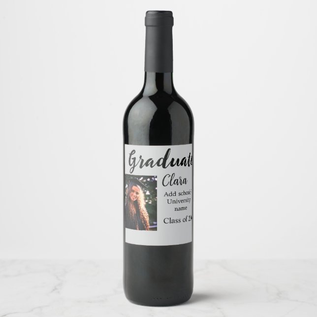 Étiquette Pour Bouteilles De Vin Graduation ajouter nom classe de 20xx félicitation (Devant)