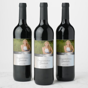 Étiquette Pour Bouteilles De Vin Graduation Assez Argent Satin Soie