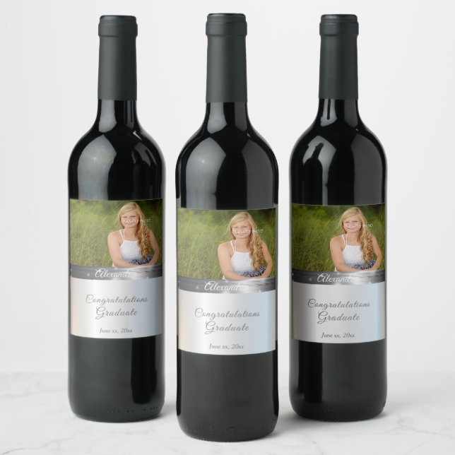 Étiquette Pour Bouteilles De Vin Graduation Assez Argent Satin Soie (Bouteilles)