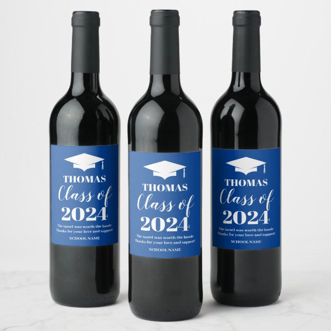 Étiquette Pour Bouteilles De Vin Graduation blue wine label (Bouteilles)