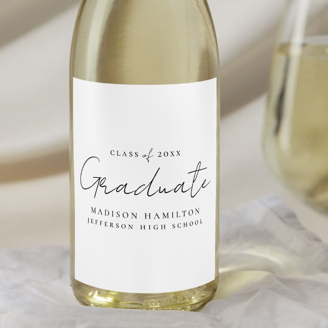 Étiquette Pour Bouteilles De Vin Graduation de script noir manuscrit moderne (Créateur téléchargé)