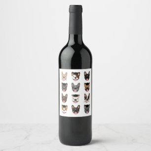 Étiquette Pour Bouteilles De Vin Graduation Français Bulldog face aux