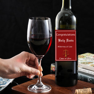 Étiquette Pour Bouteilles De Vin Graduation Gold Scales of Justice Red