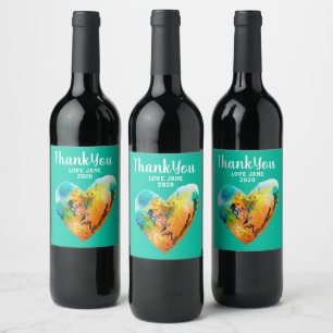 Étiquette Pour Bouteilles De Vin Graffiti coeur aquarelle art