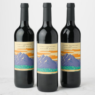 Étiquette Pour Bouteilles De Vin Grand Teton National Park Mariage Retro
