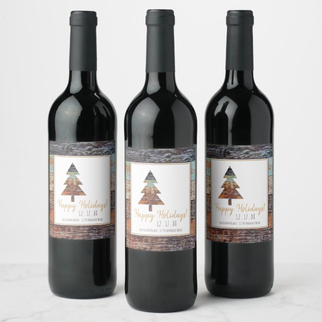 Étiquette Pour Bouteilles De Vin Grange d'hiver, Joyeuses fêtes (Bouteilles)