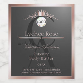 Étiquette Pour Bouteilles De Vin Gray Product Label Rose Gold Frame Logo Monogram