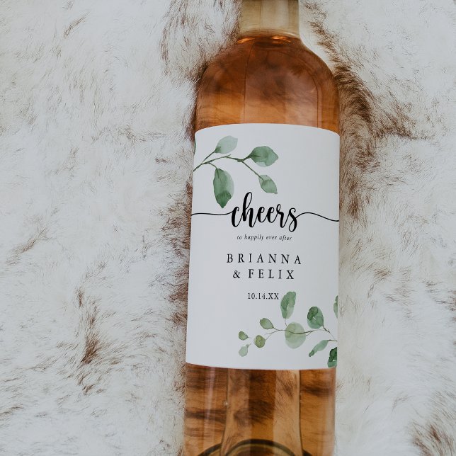 Étiquette Pour Bouteilles De Vin Green Delight Eucalyptus Mariage (Créateur téléchargé)