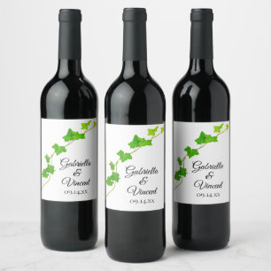 Étiquette Pour Bouteilles De Vin Green English Vine Liège Mariage de feuillage