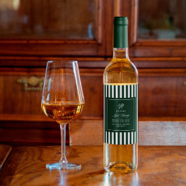 Étiquette Pour Bouteilles De Vin Green Stripe Tennis Bachelorette elegant modern