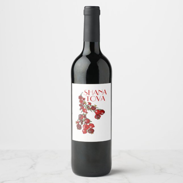 Étiquette Pour Bouteilles De Vin Grenades Rosh Hashana (Devant)