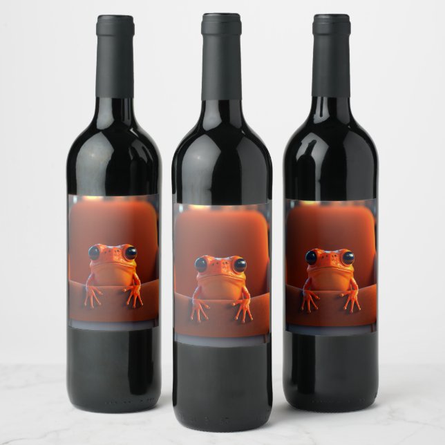 Étiquette Pour Bouteilles De Vin Grenouille orange (Bouteilles)