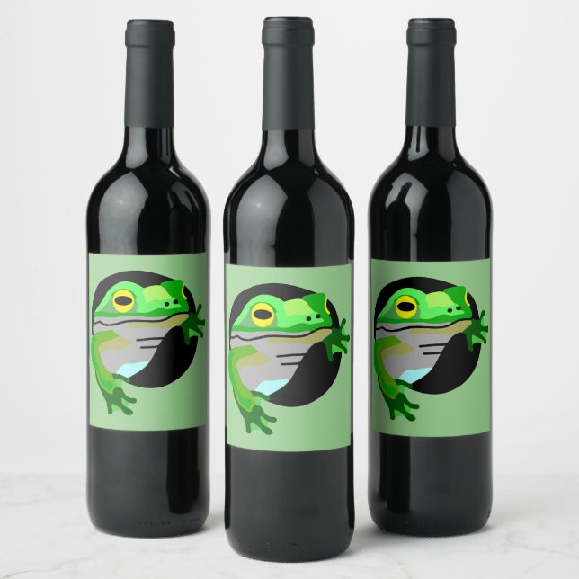 Étiquette Pour Bouteilles De Vin Grenouille verte (Bouteilles)