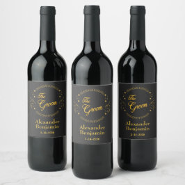 Étiquette Pour Bouteilles De Vin Groom Gold Mariage Élégant Personnaliser