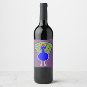 Étiquette Pour Bouteilles De Vin Gros paon de Noël