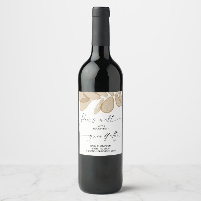 Étiquette Pour Bouteilles De Vin Grossesse Faire-part grand-père (Devant)