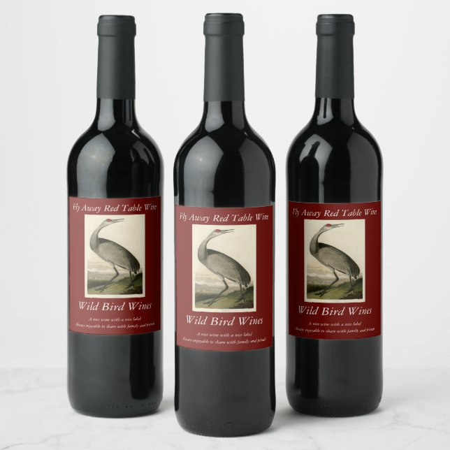 Étiquette Pour Bouteilles De Vin Grue de Sandhill d'Audubon's Birds of America (Bouteilles)