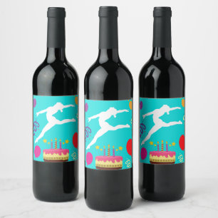 Étiquette Pour Bouteilles De Vin Gymnastique fête d'anniversaire