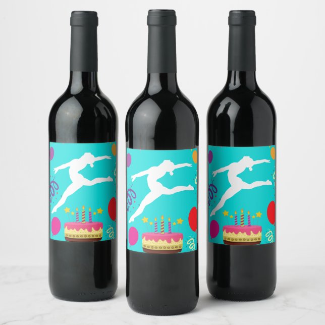 Étiquette Pour Bouteilles De Vin Gymnastique fête d'anniversaire (Bouteilles)