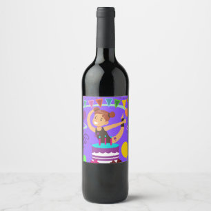 Étiquette Pour Bouteilles De Vin Gymnastique fête d'anniversaire