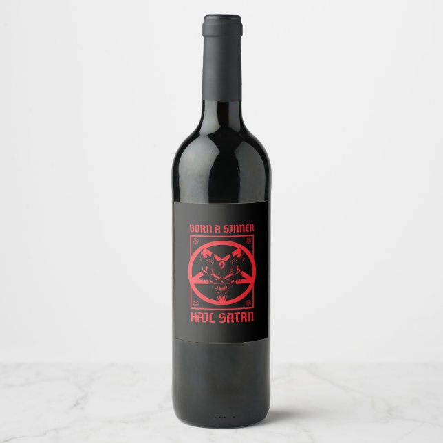 Étiquette Pour Bouteilles De Vin Hail Satan (Devant)