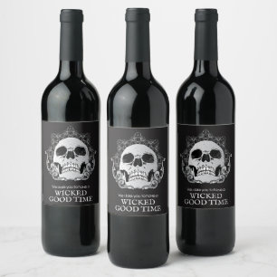 Étiquette Pour Bouteilles De Vin Halloween crâne