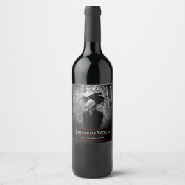 Étiquette Pour Bouteilles De Vin Halloween crâne d'oiseau déplaisant