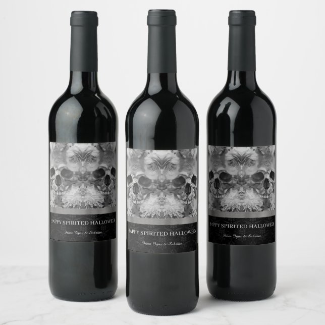 Étiquette Pour Bouteilles De Vin Halloween des crânes (Bouteilles)