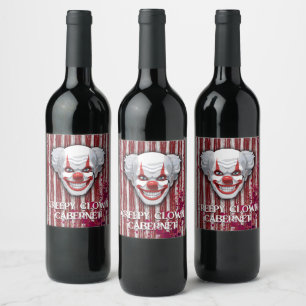 Étiquette Pour Bouteilles De Vin Halloween du Carnaval de Clown déplaisant