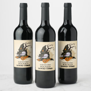 Étiquette Pour Bouteilles De Vin Halloween éffrayant Haunted House