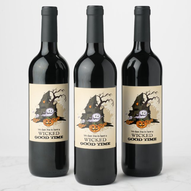 Étiquette Pour Bouteilles De Vin Halloween éffrayant Haunted House (Bouteilles)