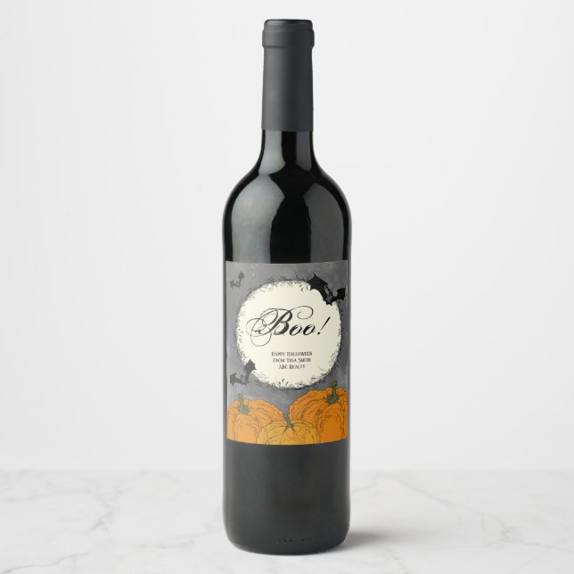 Étiquette Pour Bouteilles De Vin Halloween élégant pour client (Devant)