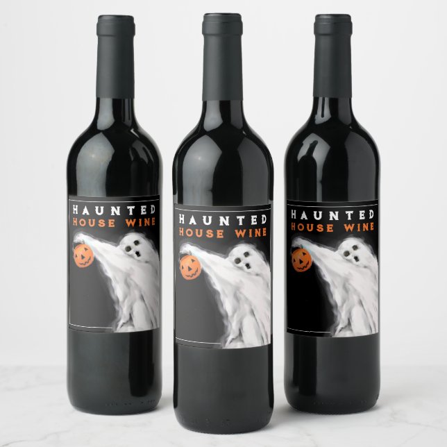 Étiquette Pour Bouteilles De Vin Halloween Maison Haunted Étiquette de vin (Bouteilles)