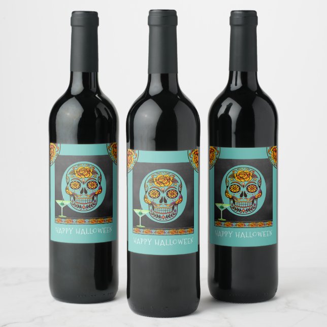 Étiquette Pour Bouteilles De Vin Halloween Skull Cocktail Party (Bouteilles)