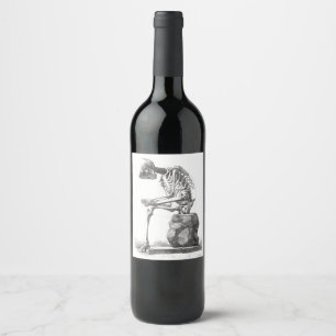 Étiquette Pour Bouteilles De Vin Halloween squelette assis anatomie