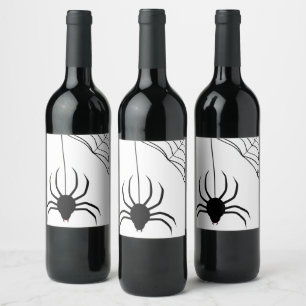 Étiquette Pour Bouteilles De Vin Halloween Web Black Spider