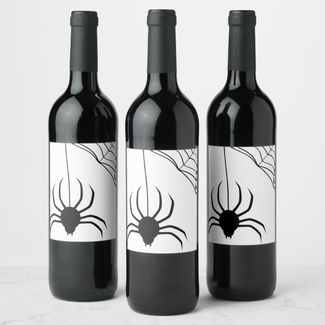 Étiquette Pour Bouteilles De Vin Halloween Web Black Spider (Bouteilles)