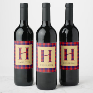 Étiquette Pour Bouteilles De Vin Hamilton Tartan Monogramme H