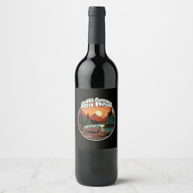 Étiquette Pour Bouteilles De Vin Happy Camper (Devant)