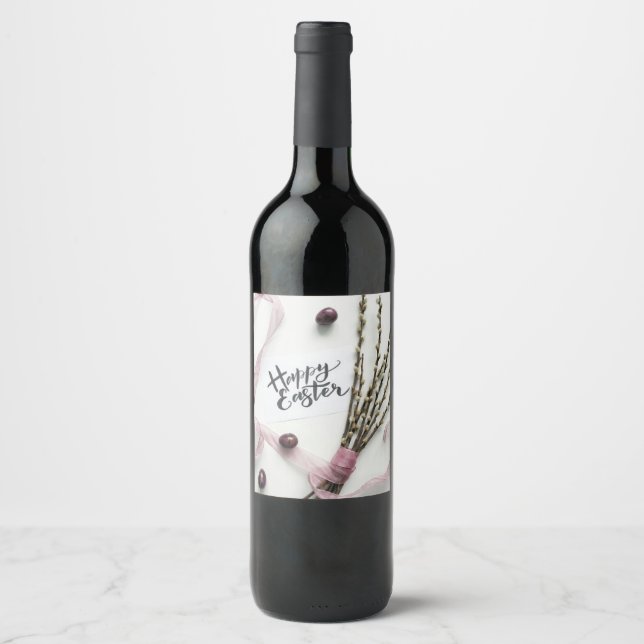 ÉTIQUETTE POUR BOUTEILLES DE VIN HAPPY EASTER (Devant)
