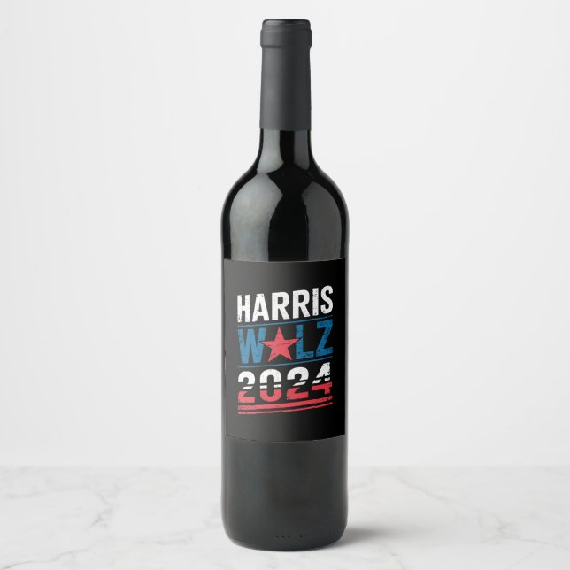 Étiquette Pour Bouteilles De Vin Harris Waltz 2024 Election Kamala Harris Tim Waltz (Devant)